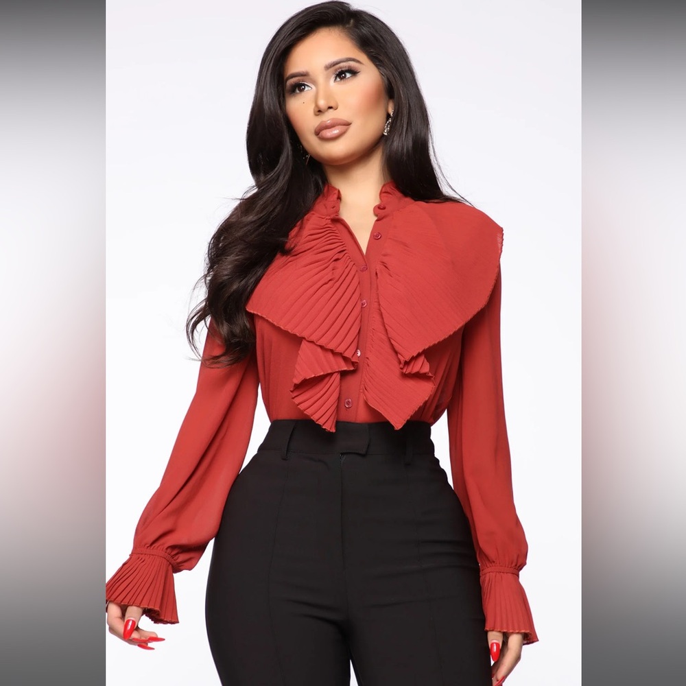 Looking For My Check Ruffle Shirt - Rust